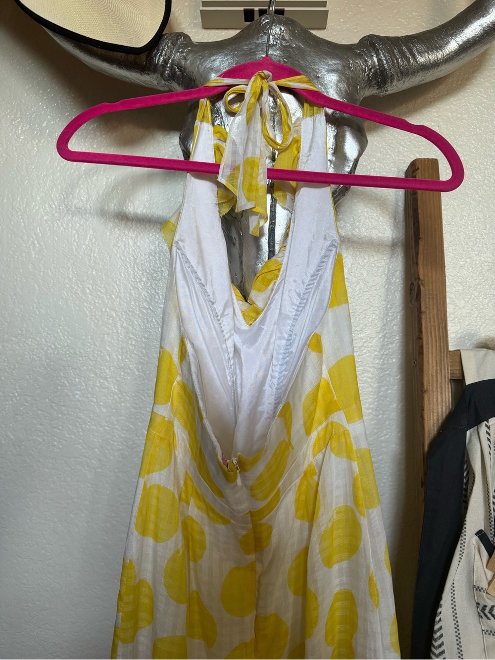 Lilly Pulitzer Yellow & White Silk Blend Halter Ruffle Dress Size 0 - Picture 6 of 10